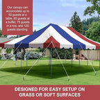 Party Tents Direct 20'x30' Weekender Canopy Pole Tent - Easy Up Canopy Tent with 120 Person Capacity - Outdoor Canopies for Parties, Weddings, & Events (Red White and Blue Top)