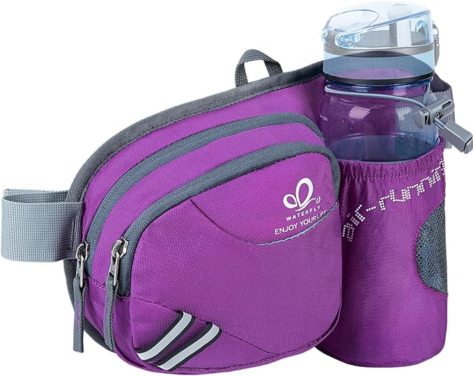 WATERFLY Fanny Pack Waist Bag: Waist Pack for Women Men with Water Bottle Holder Hiking Fanny Pack for Running Walking DogWalking Travel Cycling