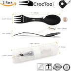 Spork Ultra Lightweight and Strong 5 in 1 Camping Utensil Set-Spoon+Fork+Knife+Peeler+Bottle Opener+Bag+Carry case. Ideal for Outdoors, Home or Office