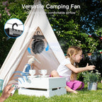 FRIZCOL 3-in-1 Camping Fan - Portable Fans Rechargeable - 24000mAh Battery Powered Fan(140Hrs) with Light & Remote for Indoor, Outdoor, Tent, Travel, BBQ, Fishing, Jobsite - Black