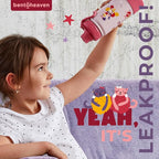 Bentoheaven Kids Water Bottle Stainless Steel for Boys & Girls, 2 Lids (Chug & Straw), Handle & Silicone Boot, Reusable Metal Leak-proof Insulated Tumbler, School & Sports 17oz (Pink)