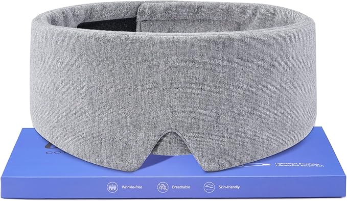 Umisleep Utral-Comfortable & Soft Sleep Mask, Light Blocking Modal Cotton Eye Mask for Sleeping, Adjustable Blindfold for Side Sleepers, Breathable Eye Covers with Wide Band for Women & Men (Grey)
