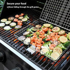 Grill Basket - Grill Baskets for Outdoor Grill, Stainless Steel Large Grilling Basket w Removable Handle, Portable Fish Grilling Rack for Grill Ideal Meat Fish Vegetables Grilling Accessories