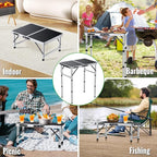 GARLLEN 2ft Folding Camping Table, Portable Picnic Table with 3 Adjustable Height, Lightweight Aluminum Outdoor Table for BBQ, Camping, Dinning, 22.8" L x 15.7" W, Silver