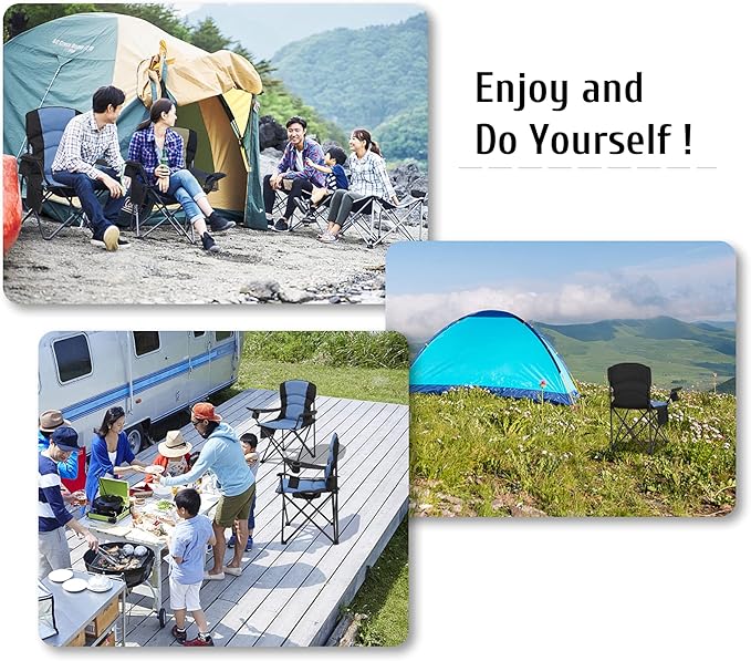 Oversized Camping Chair Folding Heavy Duty Quad Outdoor Large Lawn Chairs Portable Support 400 lbs Padded Thicken Oxford with Armrests, Storage Bag, Cup Holder, Carry Bag for Outside(Camo)