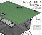 Lightweight Portable Fabric Camping Picnic Table - Collapsible Beach Table with 2 Cup Holders, Folding Canvas Outdoor Lawn Table - Easy Carry & Large Capacity Storage, 29.2"W x 21.7"D (Green)