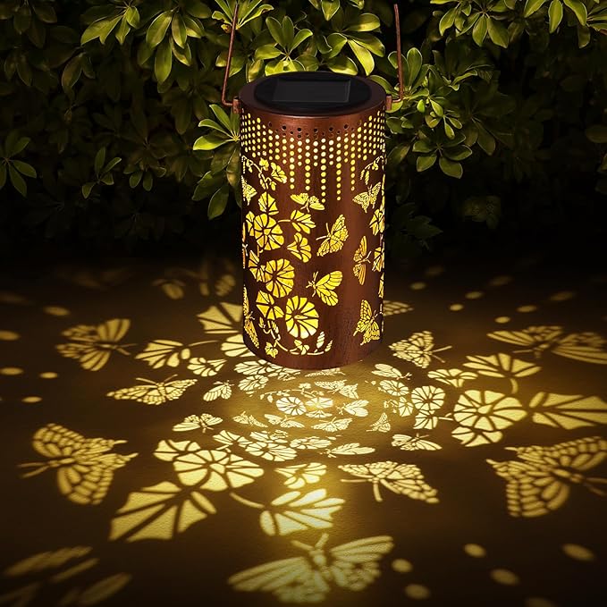 Solar Lanterns Outdoor Waterproof Butterfly Garden Decorations Gifts for Women Gifts for Mom Grandma Birthday Gifts Hanging Solar Lanterns Outdoor for Patio Decoration, Deck, Lawn, Passageway