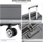 Kono 24 Inch Luggage Suitcase Lightweight with Spinner Wheels TSA Lock Hardside Medium Checked Luggage Durable Rolling Suitcase Grey