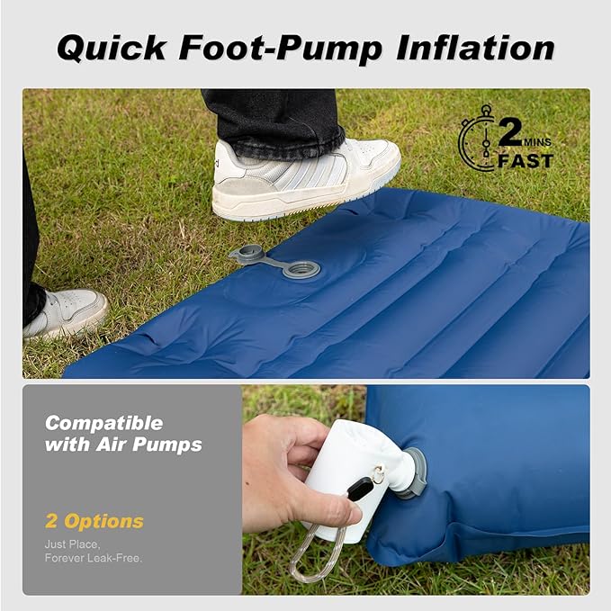 Camping Sleeping Pad, Extra Thickness 4.7 Inch Inflatable Sleeping Mat Ultralight Waterproof Camping Mat with Built in Pump Air Mattress for Backpacking, Hiking, Tent, Travel