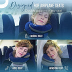 BCOZZY Travel Neck Pillow for Airplane– Patented Double Support for Head, Neck, and Chin. Best for Long Flights, Plane Sleeping, and Car Rides. Adjustable Size. Fully Washable. Carry Bag. Large, Nude