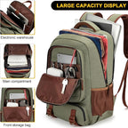 Tzowla Canvas Laptop Backpack, Bag for Men Women,Travel Work Rucksack Fits 15.6 Inch Laptop, Large Capacity Bookbag(Green)
