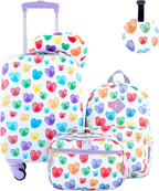 Travelers Club 5 Piece Kids' Luggage Set, Thumbprint Heart