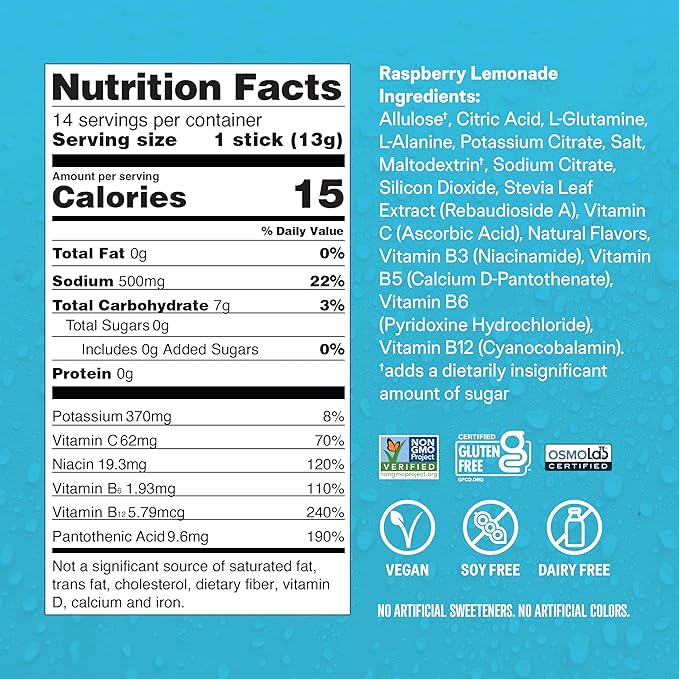 Liquid I.V.® Hydration Multiplier Sugar-Free - Raspberry Lemonade | Electrolyte Powder Drink Mix | 1 Pack (14 Servings)