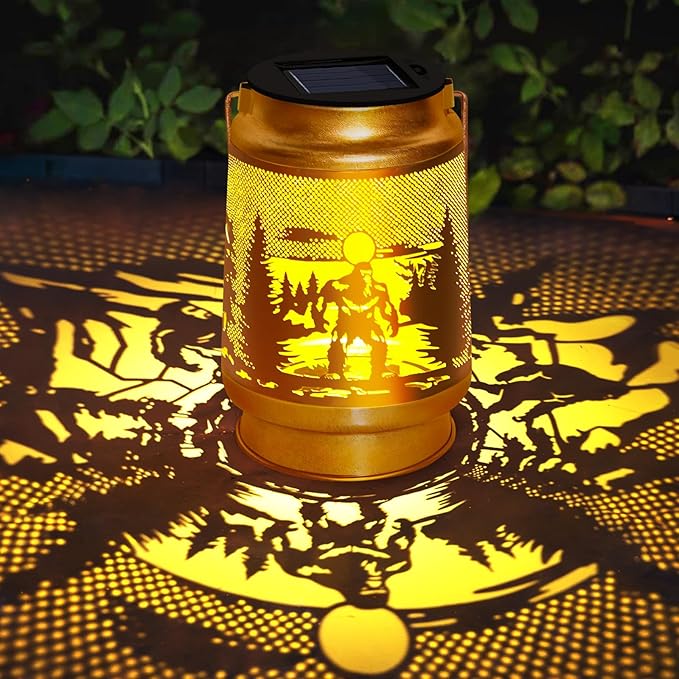 Solar Lantern Outdoor Waterproof Gorilla Garden Decor Christmas Gifts for Women Mom Grandma Hanging Solar Lights Metal Decor for Outside,Backyard,Patio