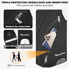 Seektop Crossbody Bag Anti-Theft RFID Blocking Waterproof 400D Nylon Lightweight Small Sling Backpack Shoulder Bags Chest Pack for Travel Hiking Outdoor Commuting Men Women Black