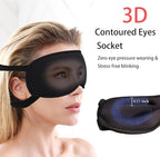 3D Blackout Sleep Mask - Zero Pressure Eye Mask with Double Adjustable Strap, Soft Breathable Lycra Fabric, Perfect for Side Sleepers, Travel, Yoga & Nap - Unisex Design (Black)