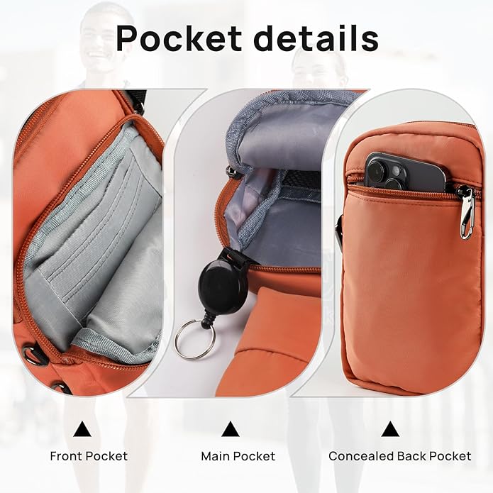 VADOO Sling Bag for Men Women, Anti Theft Crossbody Shoulder Bag with Zipper Lock, RFID Blocking & Waterproof for Travel