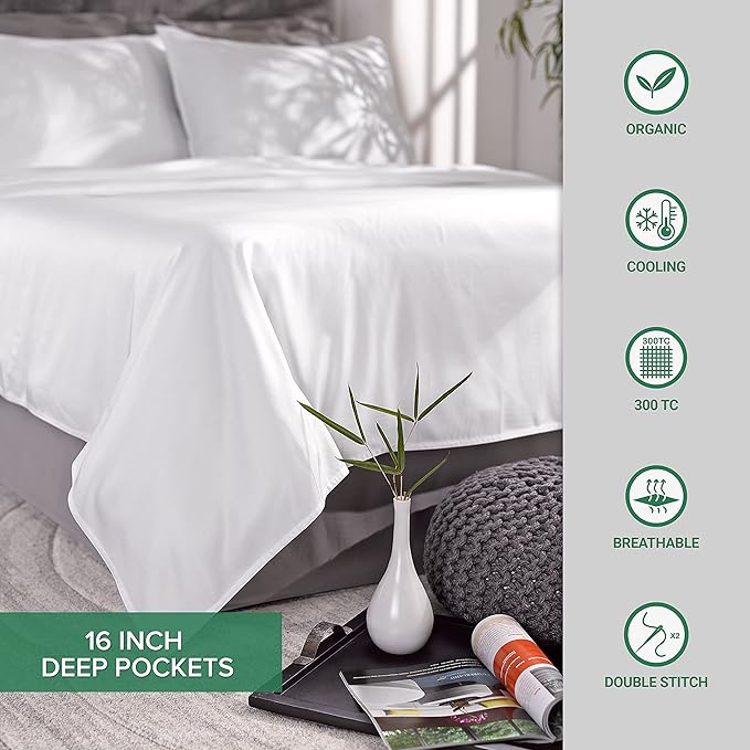 Split King Sheets by Pure Bamboo, Genuine 100% Organic Viscose Derived from Bamboo Bed Sheet Set, Soft & Cooling, Double Stitching *Not for Split Top (Split King, Black)