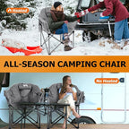 LILYPELLE Oversized Heated Camping Chair, Patio Lounge Chairs with 3 Heat Levels, Portable Folding Heated Chair Round Moon Saucer Folding Lawn Chair Outdoor Chair for Camping, Lounge Patio