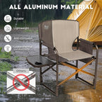 TIMBER RIDGE Aluminum Oversized Camping Chair, Lightweight Portable Directors Chair with Side Table Detachable Side Pocket for Outdoor Camping, Lawn, Picnic, Support 400lbs Tan 2 Pack