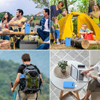 Portable Power Station with AC Outlet, Powkey 65W/110V External Battery Pack 24000mAh/88.8Wh Power Pack, Portable Power Source Supply Backup for Outdoor Tent Camping Home Blue