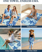 LANE LINEN Turkish Beach Towels Set of 6 – Pre-Washed, Sand-Free, Quick Dry, Lightweight Travel Towels for Women, Soft Bath Beach Towels, 39"x71" – Coastal Bliss