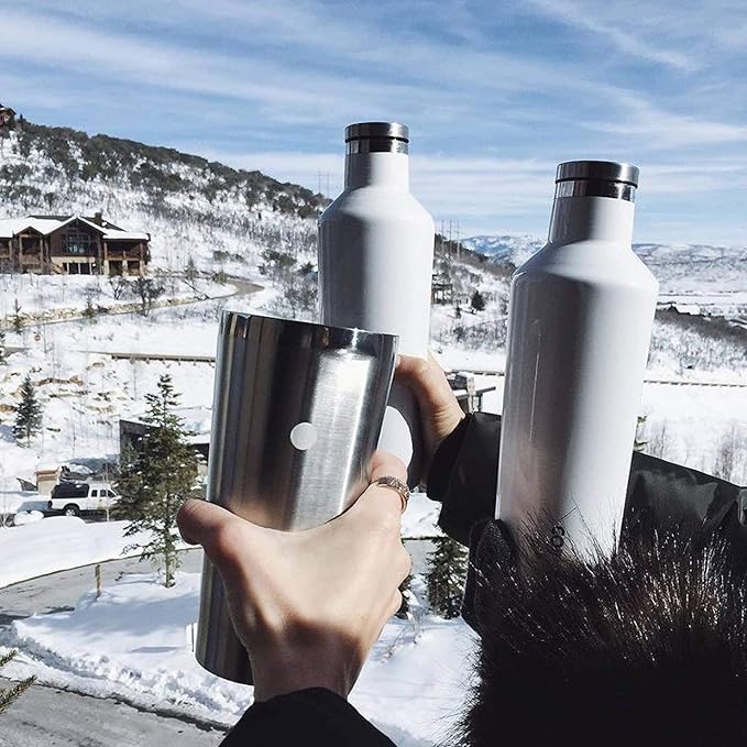 Corkcicle Classic Canteen Insulated Water Bottle - Stainless Steel Reusable Tumbler - Triple Insulated - Keeps Drinks Cold 25 Hours or Hot 12 Hours - Cupholder Friendly - Gloss White - 25 oz
