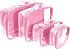 Clear Packing Cubes set of 4 / Packs 7-10 Days of Clothes/Premium PVC Plastic Storage Bags