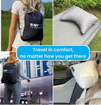 Sidney Sleep Mini Travel Size Neck Pillow - Knee, Back Lumbar and Support - Small Curved Pillow - 14 x 19 Inches - Adjustable Loft - Washable - Drawstring Backpack Included (Mini - Grey)