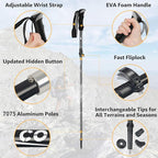 Covacure Trekking Poles Collapsible Hiking Poles - Aluminum Alloy 7075 Trekking Sticks with Quick Lock System, Telescopic, Collapsible, Ultralight for Hiking, Camping