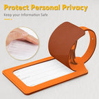 Travelambo 12 Pack Luggage Tags for Suitcases Privacy Protection Bag Tags Faux Leather Travel Accessories Essential, Hot Orange
