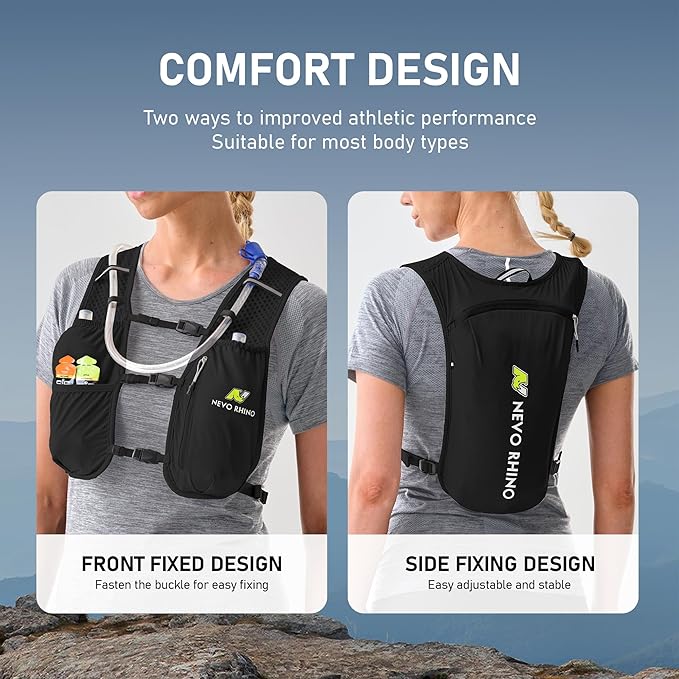 N NEVO RHINO Running Hydration Vest for Women 1.5L Water Bladder Backpack 5L Small -Lightweight Breathable Hydration Vest for Hiking Trail Running Cycling Marathon for Women