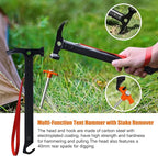 Eurmax USA Hiking Camping Tent Stakes and Hammer Set Lightweight Multi-Function Tent Hammer with Tent Stake Remover,Tent Pegs for Camping, Hiking, Backpacking, Gardening(Orange Stopper Stakes)