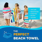 Kaufman - Joey Velour Colored Classic Multi-Color Stripe Beach & Pool Towel - Large 100% Combed Cotton Beach Towel - Soft & Absorbent Colorful Towels - 32" x 62" - 12 Pack