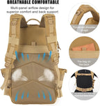 Military Tactical Backpack 25L Day Backpack for Men Molle Army 3 Days Assault Pack Bug Out Bag Water Resistant and Heavy Duty Hiking Treeking Rucksack - Brown