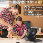 KITWLEMEN Solar Camping Fan with Lantern - Rechargeable Battery Operated Fan, 18H Run Time Max, 4 Speeds, 8H Timer, 90° Adjustable Portable Desk Fan for Hurricane, Power Outage, Outdoor Use