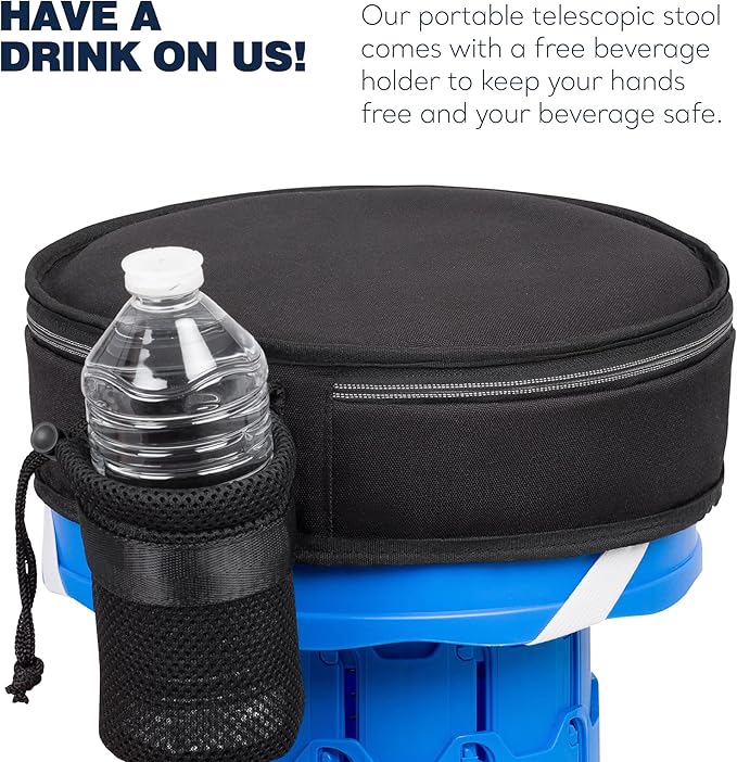 Collapsible Stool With 3-in-1 Cushioned Carry Case, 400lbs Max Weight, Lightweight Portable Retractable Foldable Telescoping Camping Stool for Adults Outdoor Fishing Hiking Travel BBQ