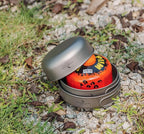iBasingo 3-Piece Set Titanium Pot Set Camping Cooking Pan with Folding-Handle Outdoor Camp Cookware Pot Sets