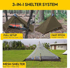 LANSHAN Ultralight Tent 3-Season Backpacking Tent for 1-Person or 2-Person Camping, Trekking, Kayaking, Climbing, Hiking
