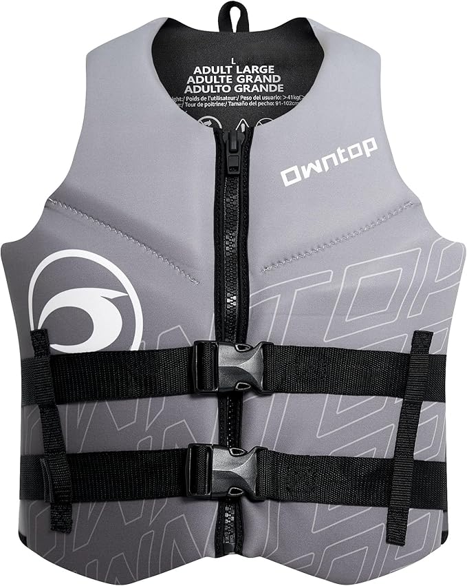 Owntop Swim Vest Adult Water Sport Vest Neoprene Floaties for Swimming, Boating, Kayaking, Fishing | Adjustable Zipper Dual Buckle Foldable Buoyancy Jacket