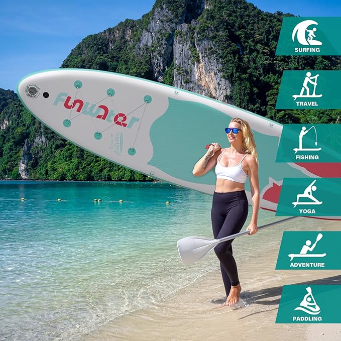 FunWater Inflatable Stand Up Paddle Board 10'/10'6"/11'/11'6" Paddle Board for Adults & Youth, Paddleboards Inflatable with Premium SUP Accessories, Wide Stable, Non-Slip Comfort Deck