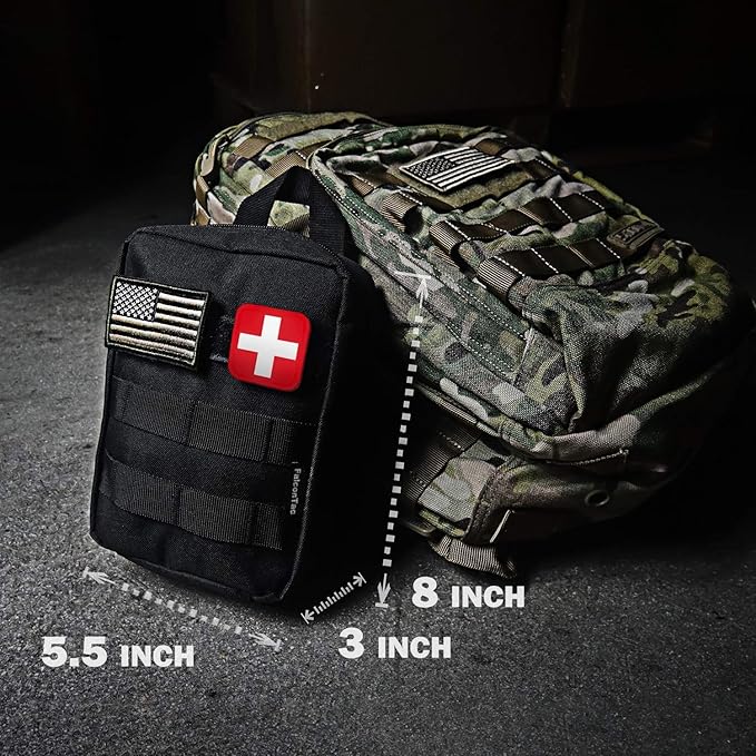 200 Pieces First Aid Kit IFAK Survival Kit Molle System Compatible Pouch, Emergency Kit Gift for Men, Dad, Husband, for Outdoor, Camping, Hunting, Hiking, Home, Earthquake, Disasters Black