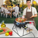 ARC Outdoor Propane Burner Stove, 13" Single Propane Wok Burner, Cast Iron Portable Wok Burner With Sturdy Stand, Bilateral Control Rings and 0-20 PSI Adjustable regulator, Stainless Steel Hose