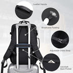 PIJUSHI Carry on Travel Backpack for Women Men Convertible Duffel Bag Backpack Large Luggage Rucksack Fit 16 Inch Laptop(PE039 Black)