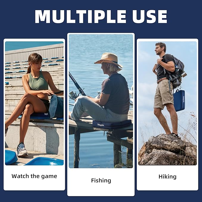 2-Pack Stadium Seat Cushions for Bleachers – Waterproof 2.8" Extra Thick for Long Sitting Hours, Portable Bleacher Cushions, Lightweight Stadium Seat Pads, Suitable for Outdoor Use (Dark Blue)