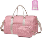 Duffle Bag for Travel, Weekender Bag with Shoe Compartment, Carry On Overnight Bag for Women with Toiletry Bag, Gym Bag with Wet Pocket, Hospital Bags for Labor and Delivery Beige