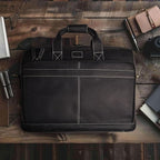 LEATHER VILLAGE 16" Leather Laptop Messenger Briefcase Bag for Men-Leather Satchel for Travel and Office Shoulder Bag-Black