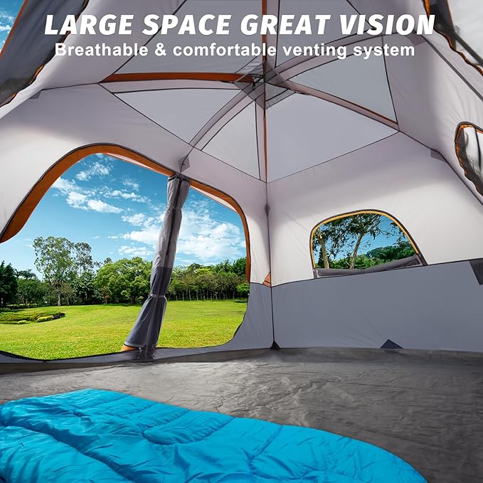 UNP 2/4/6/8 Person Tent, Portable Cabin Tent, Camping Tent 4-Person Easy Set Up, Waterproof with Top Rainfly for Outdoor Camping/Hiking