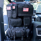 Universal Tactical Car Seat Back Organizer Bag Tactical Molle Vehicle Organizers Panel Vehicle Protector Organizers with 5 Detachable Pouches for Car Truck Ford Jeep (Upgraded D model Black)