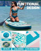 Inflatable Paddle Board 11 '* 34 "* 6" Extra Wide Sup Board, 420lb Capacity Paddle Board for Adults, Suitable for Sea and Lakes, 2+1Family Board